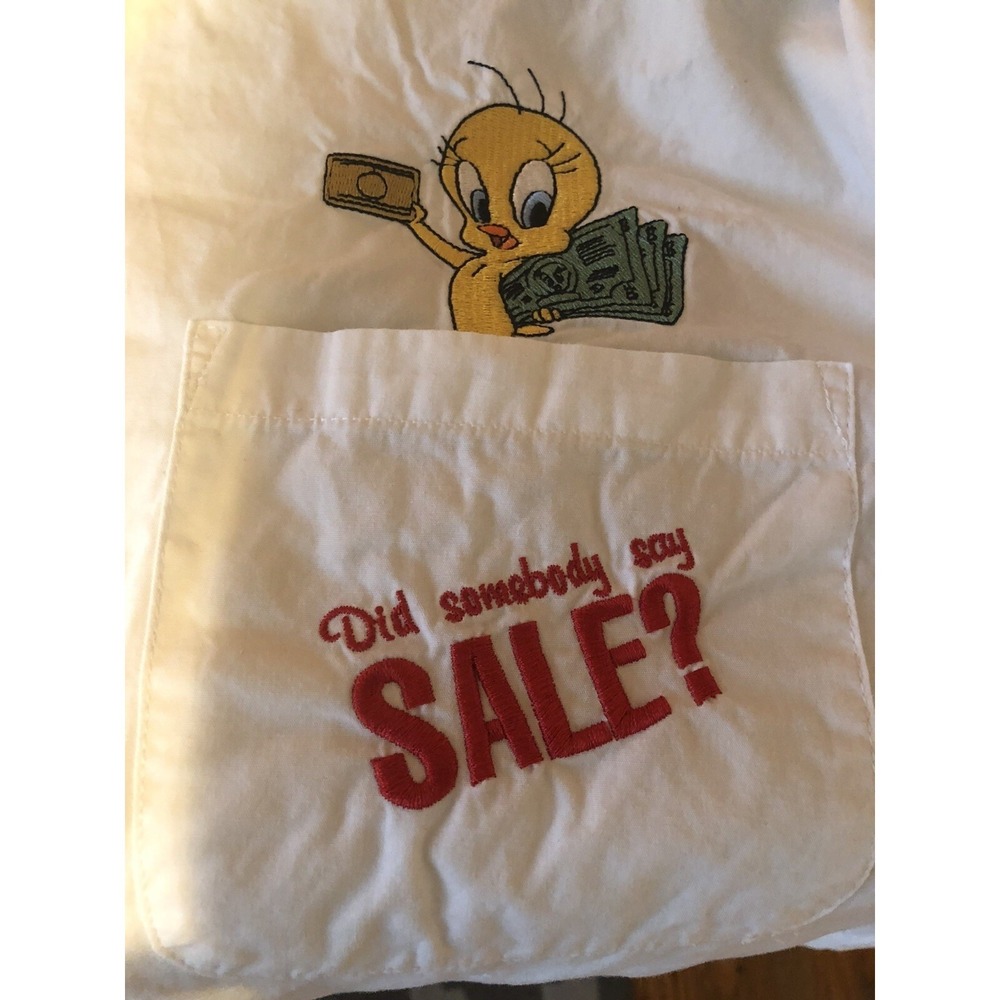 Warner Bros 1999 Vintage Men's Cotton Button Up Shirt Size M Tweety Bird White - Picture 8 of 10